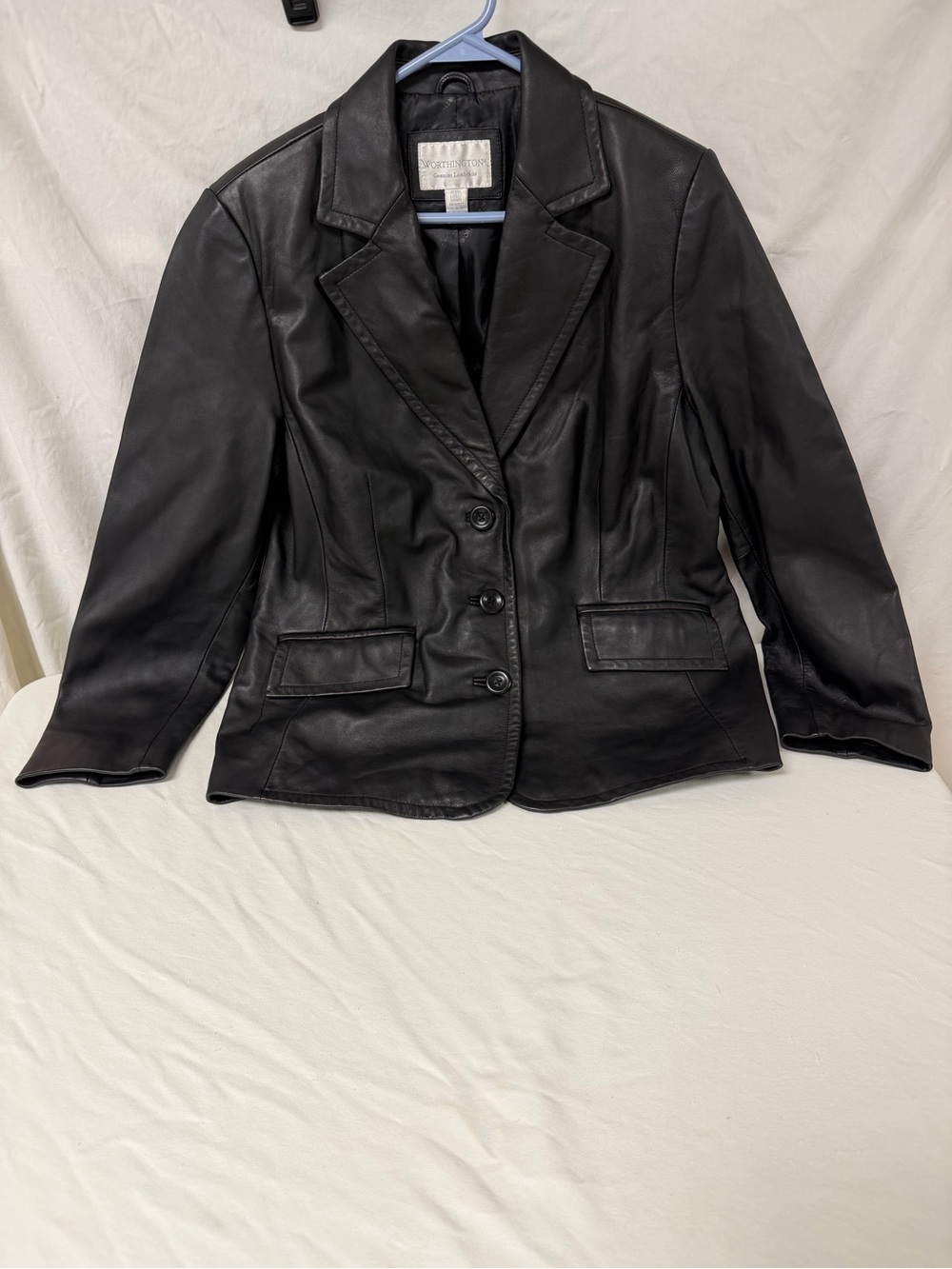 Worthington Women’s Genuine Lambskin Leather Jacket Black Size Petite Large